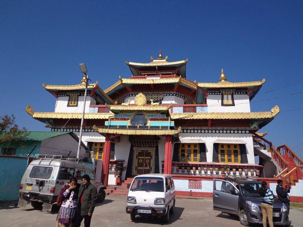 Colorful Durpin Monastery under a clear blue sky