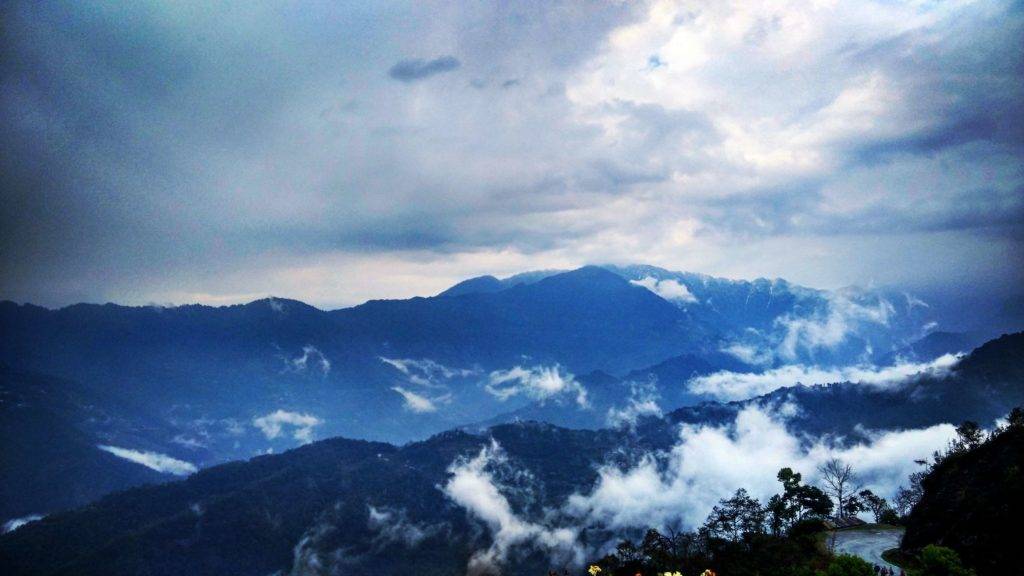 Clouds over mountains as seen from Tashi View Point at Gangtok