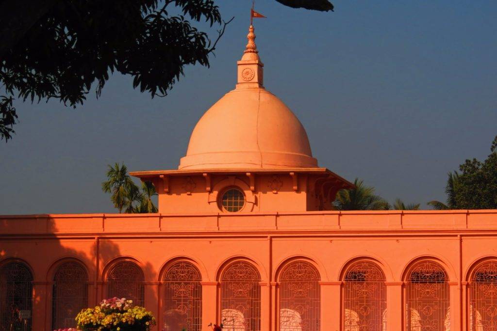 Reddish orangecolored Matri Mandir building at Jairambati