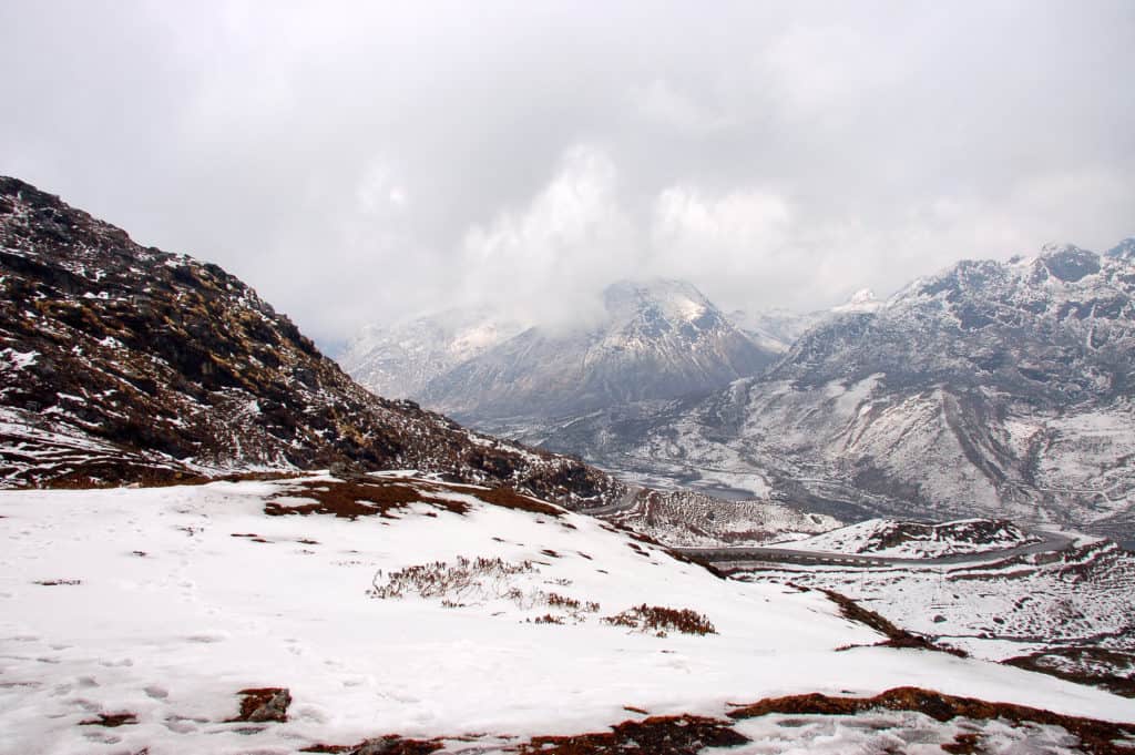 Snow filled Lungthang valley in the old silk route