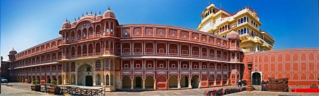 Brick red colored building of Hawa Mahal at Jaipur