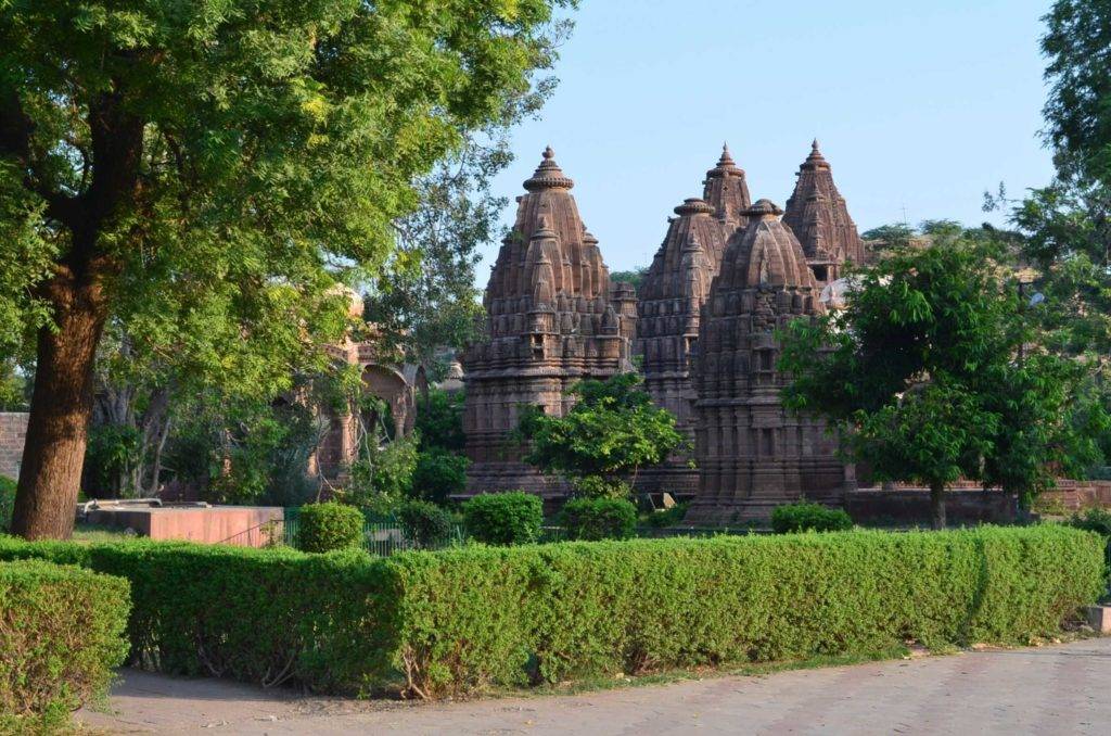 Trees and temples at Mandore Gardens Jodhpur