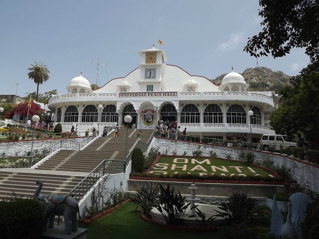 White building of Om Shanti Bhawan at Mount Abu