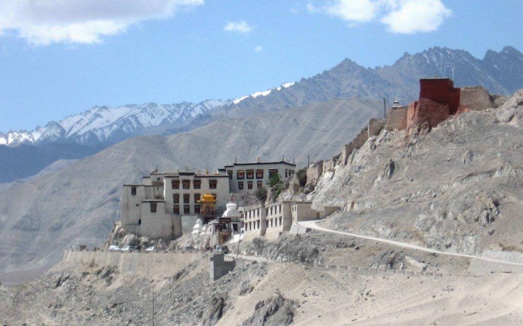 Spituk Gumpha at Leh situated on the barren mountain