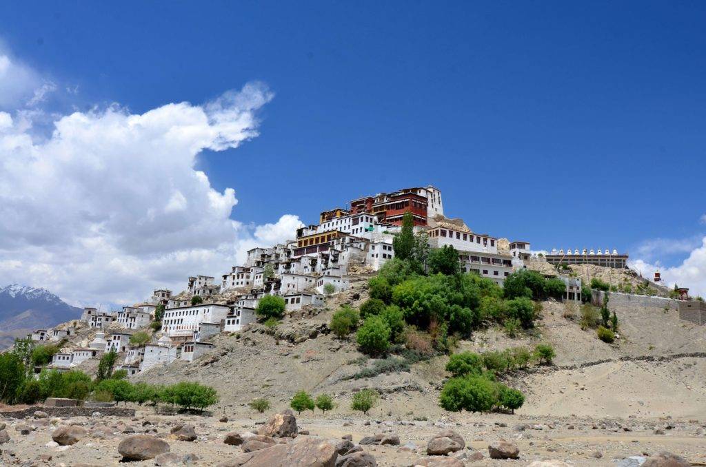 Thicksey Monastery at Leh under a clear blue sky
