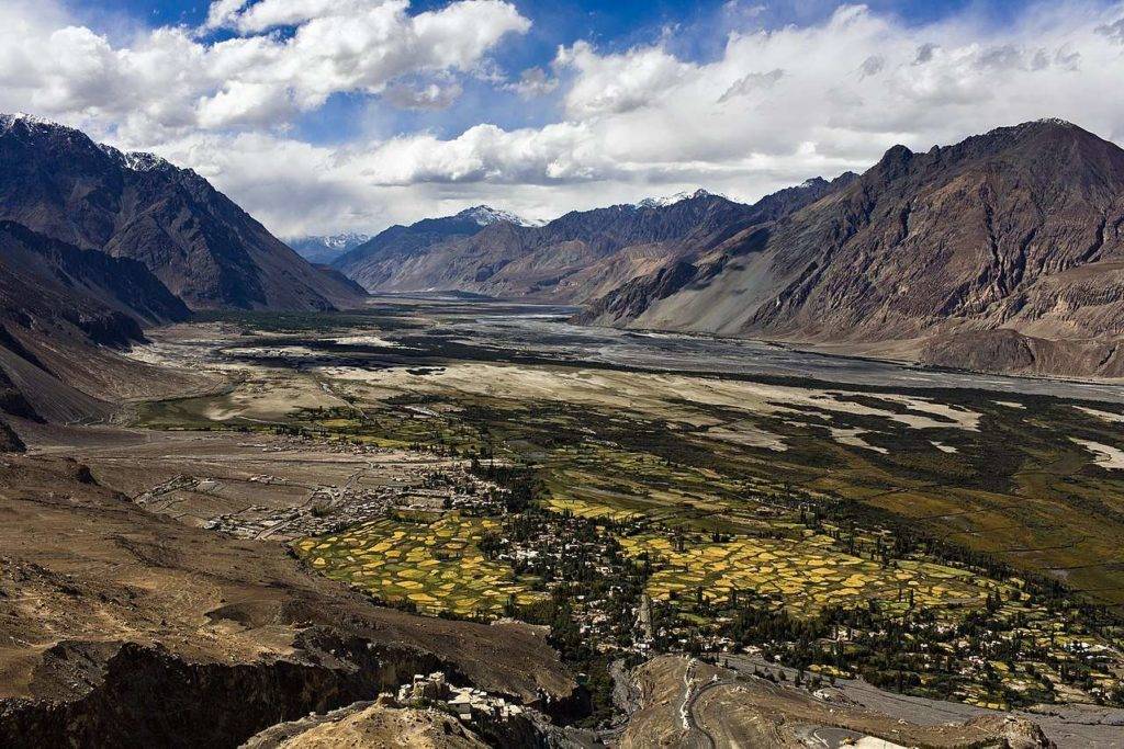 Green patches of Pamanik village in Nubra valley