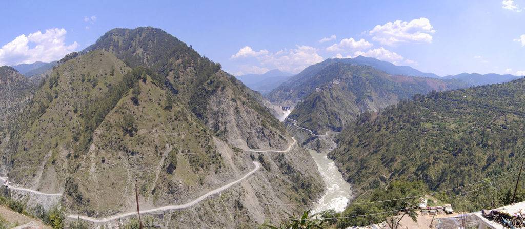 View of Baglihar Dam and the river from mountain top