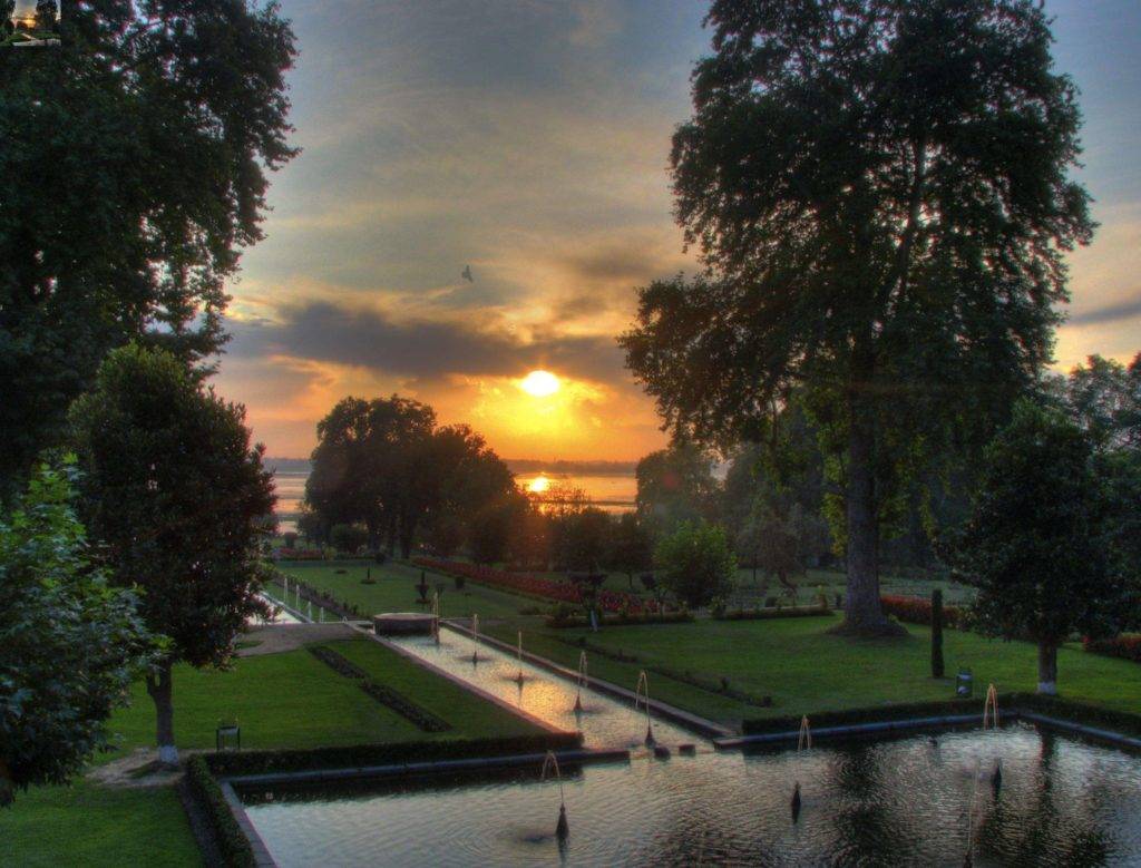 Sunset over Dal Lake as seen from Nishat Bag