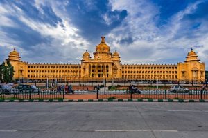 Bangalore Vidhana Soudha building in the evening light