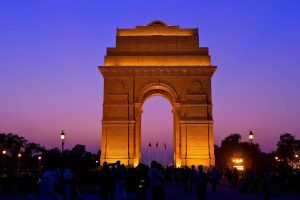 India Gate at Delhi under lights