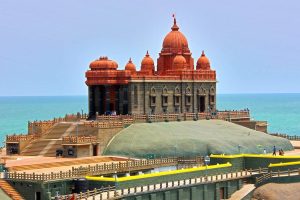 Vivekananda Rock Memorial situated on the crossing of three seas at Kanyakmari