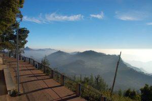 Morning sunlight on the Coaker's Walk and hills of Kodaikanal