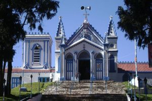 White and blue colored Lutheran Church of Kodaikanal under a clear sky
