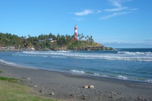 Blue sky and sea at Kovalam Lighthouse Beach