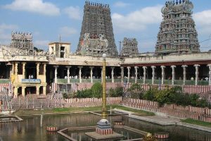 Gates of Meenakshi Temple as seen from inside the temple complex
