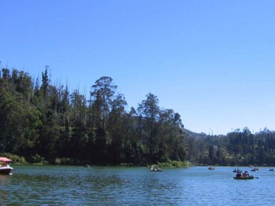 Boating on the blue waters of Ooty lake