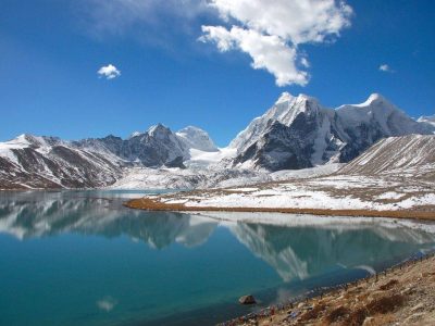 Gurudongmer Lake under a clear blue sky